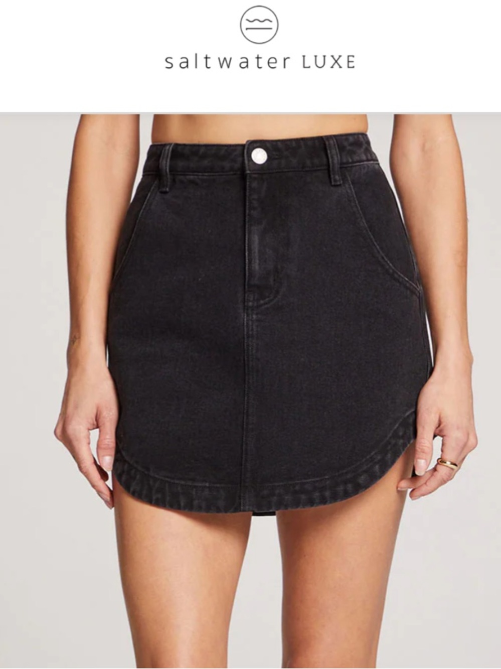 Saltwater Luxe Elysia Black Denim Mini Skirt Size Small Anthropologie